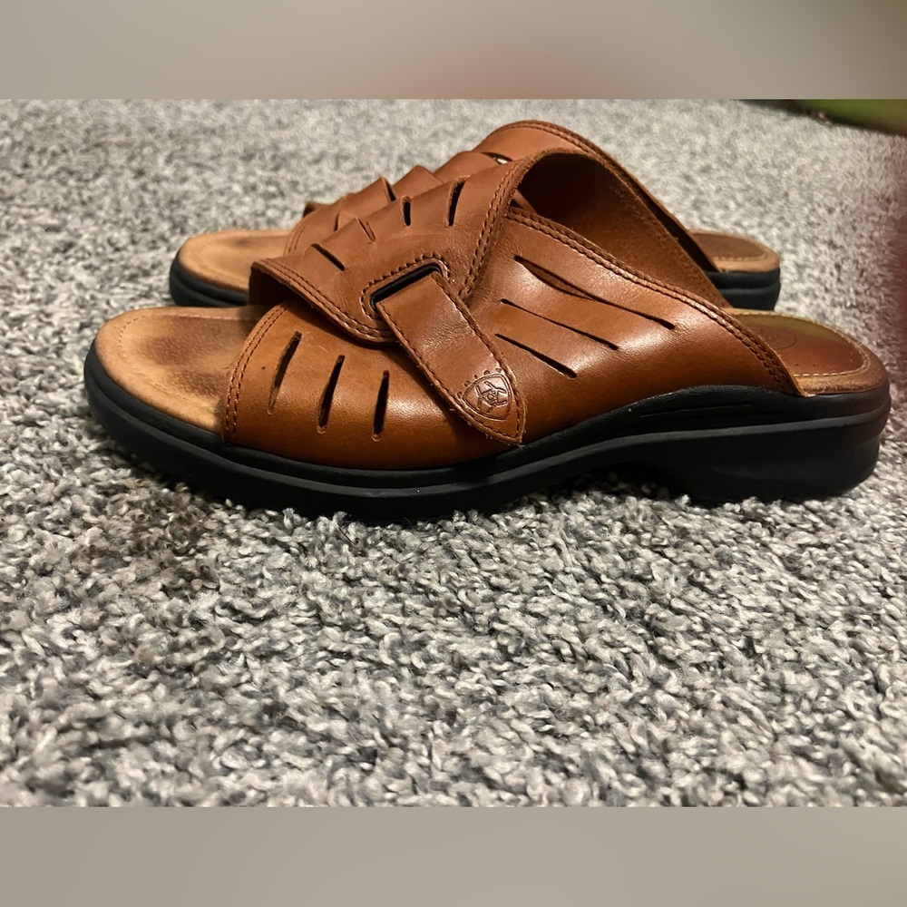 Ariat Brown Leather Slide Sandals - Picture 4 of 5
